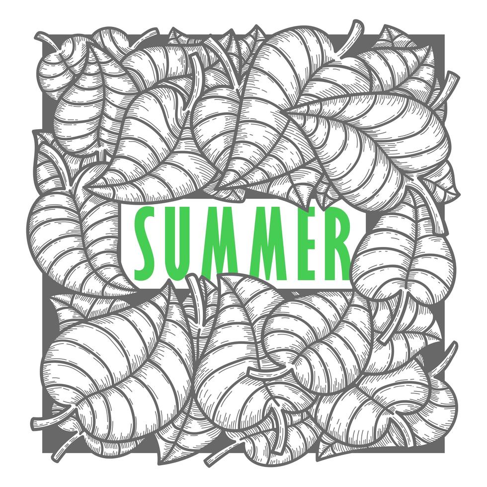 Grayscale Summer Leaf Pattern vector