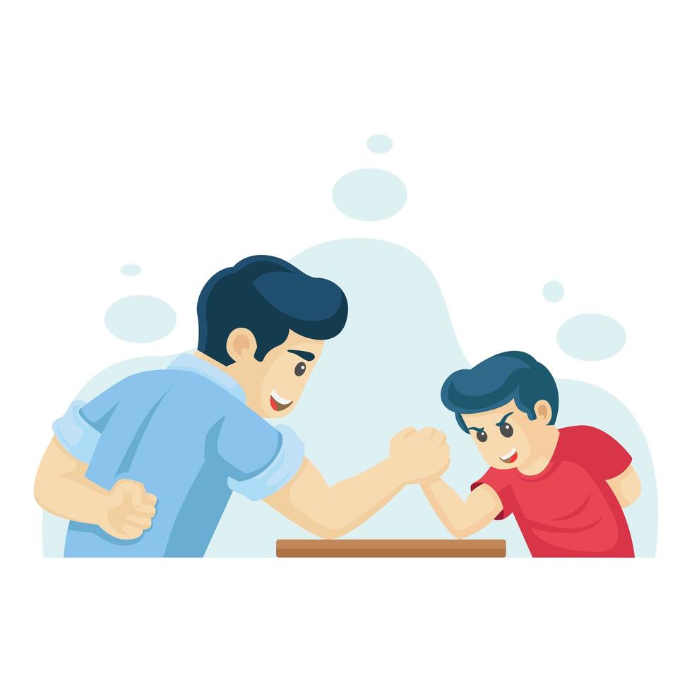 Father and Son Arm Wrestling vector