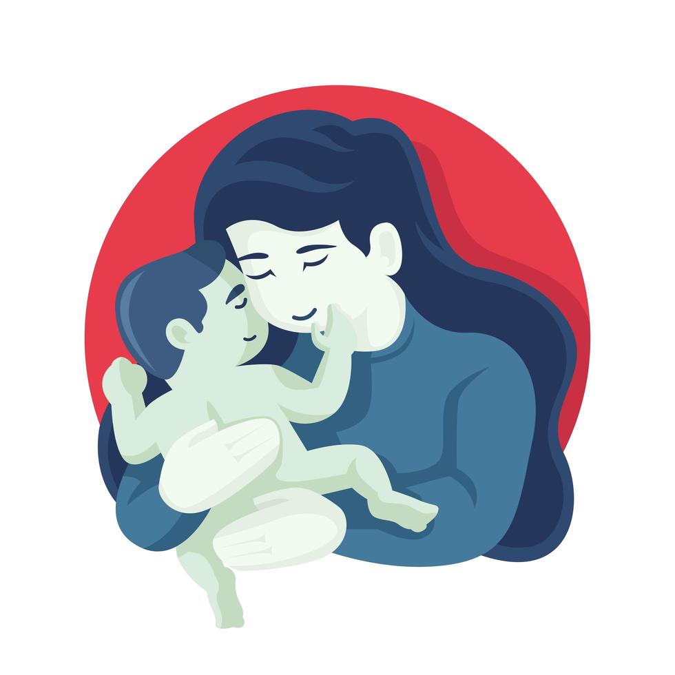 Mother Holds Son Portrait vector