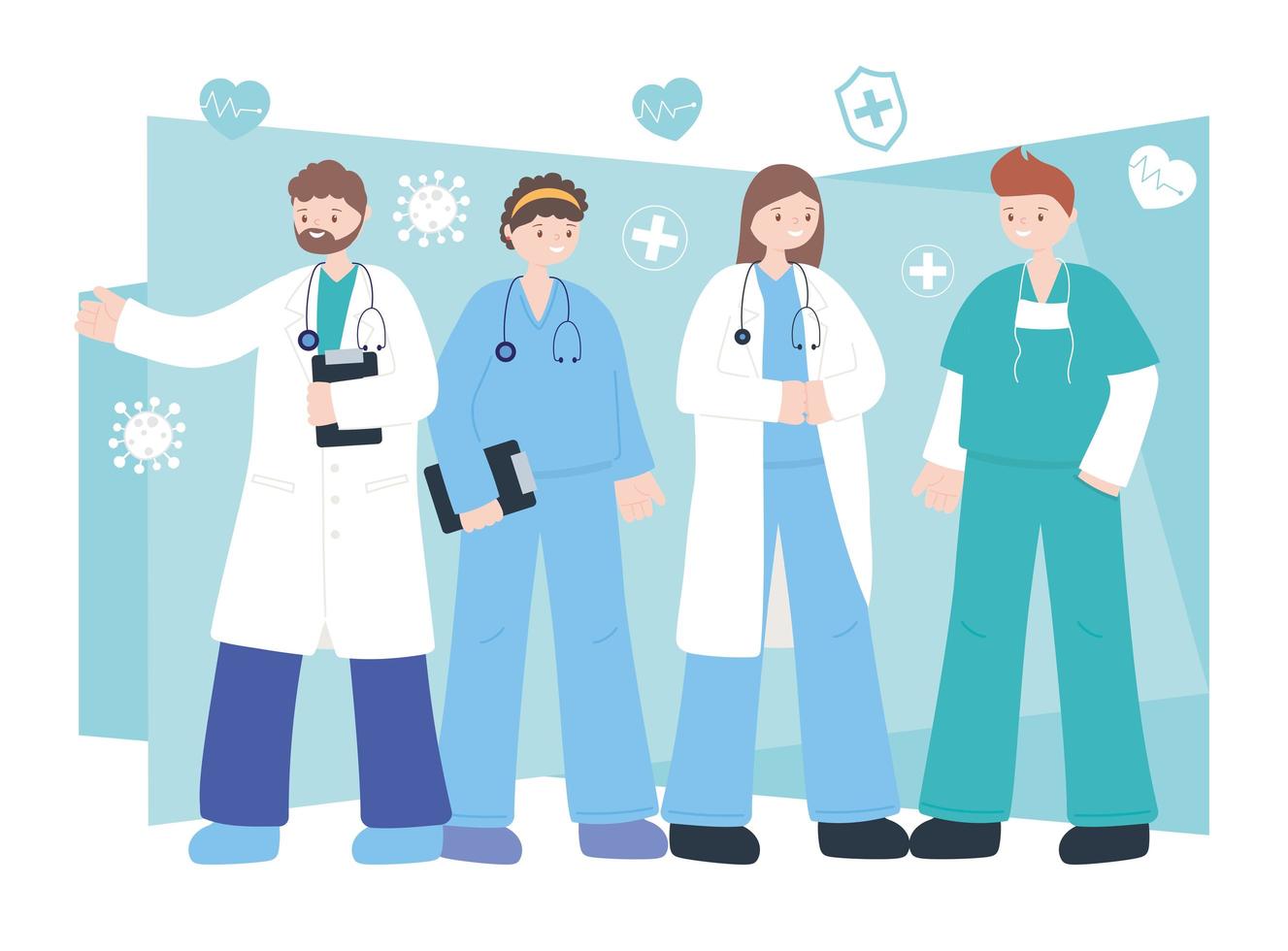 Team of professional physicians and nurses staff vector