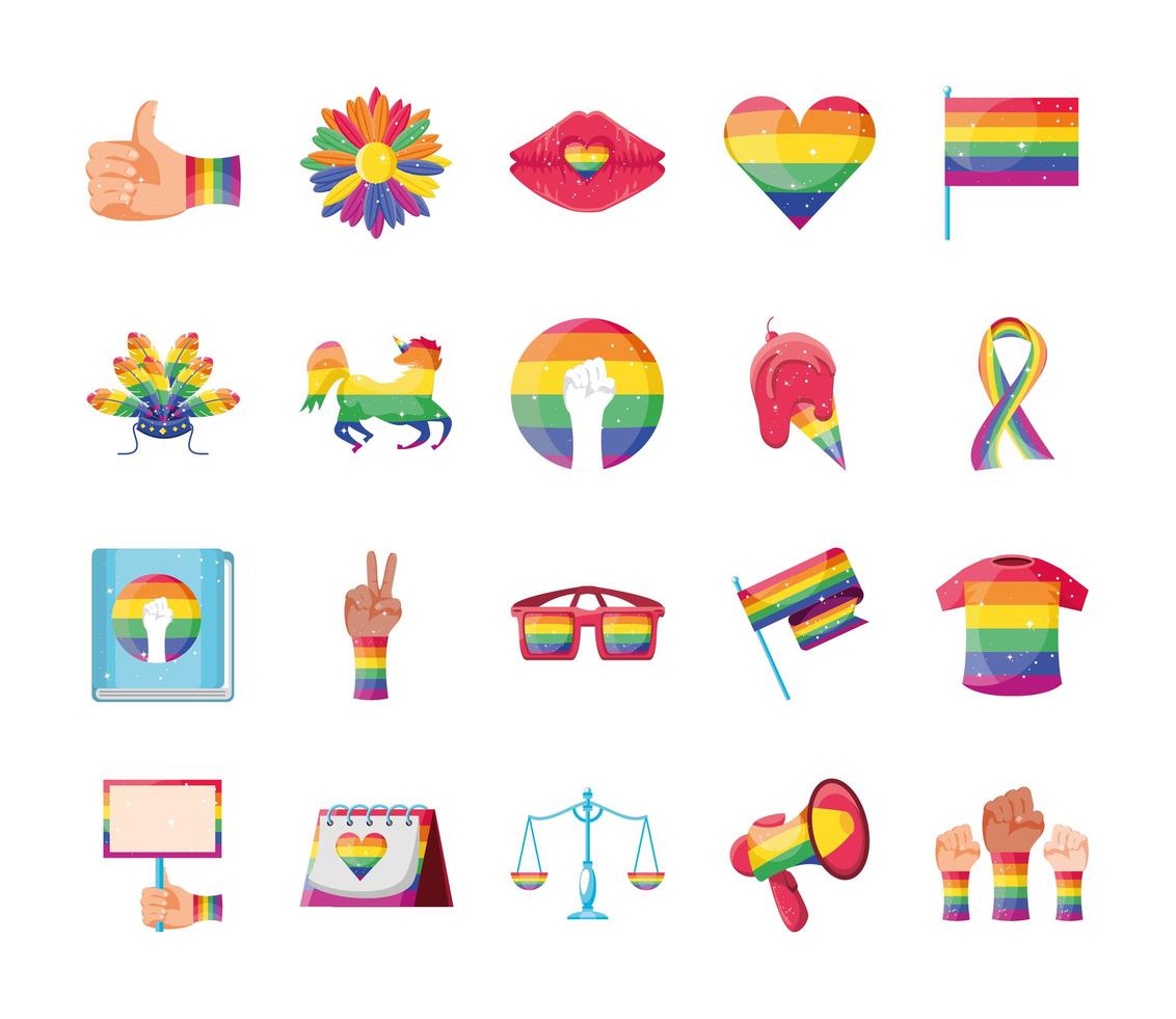 LGBT pride set of icons vector