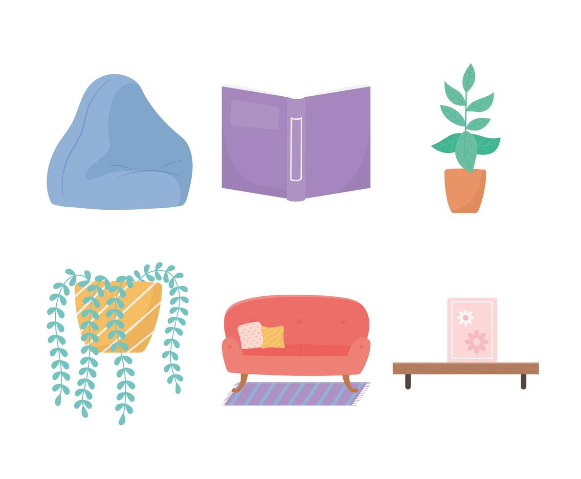 Set of cute home icons vector