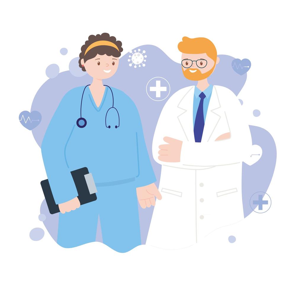 Health care workers and medical design vector