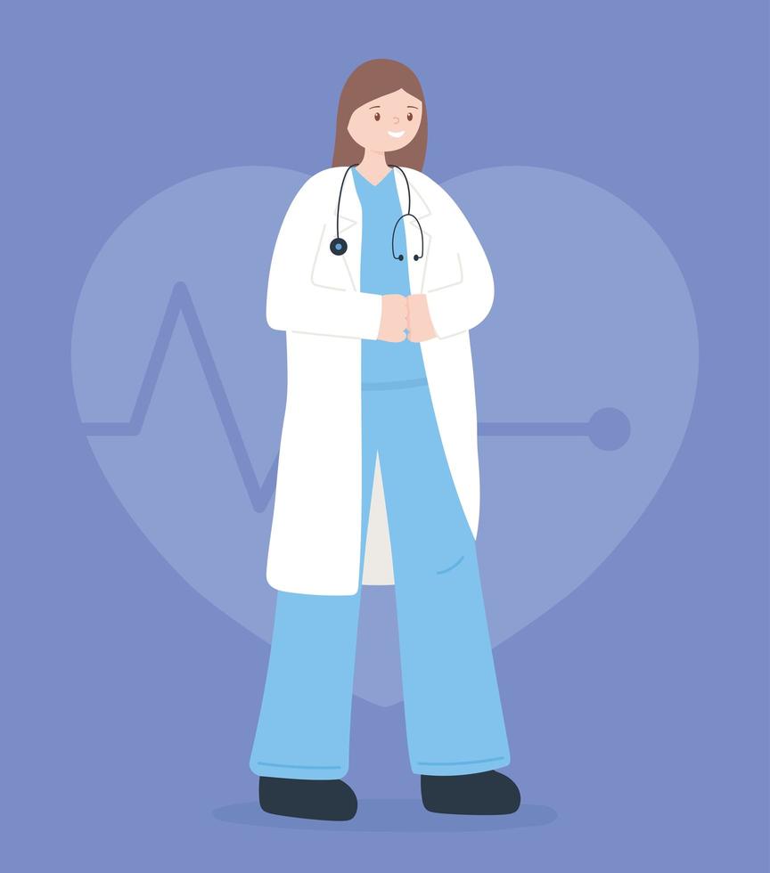 Doctor with a stethoscope and EKG heart design vector