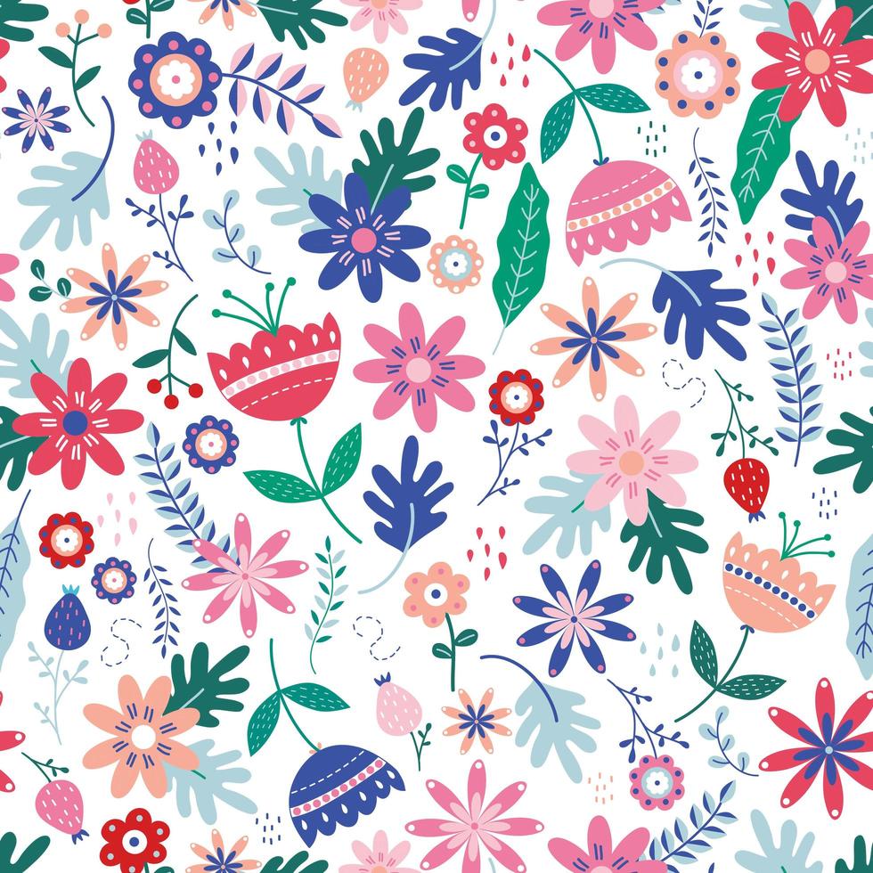 Folk floral seamless pattern vector