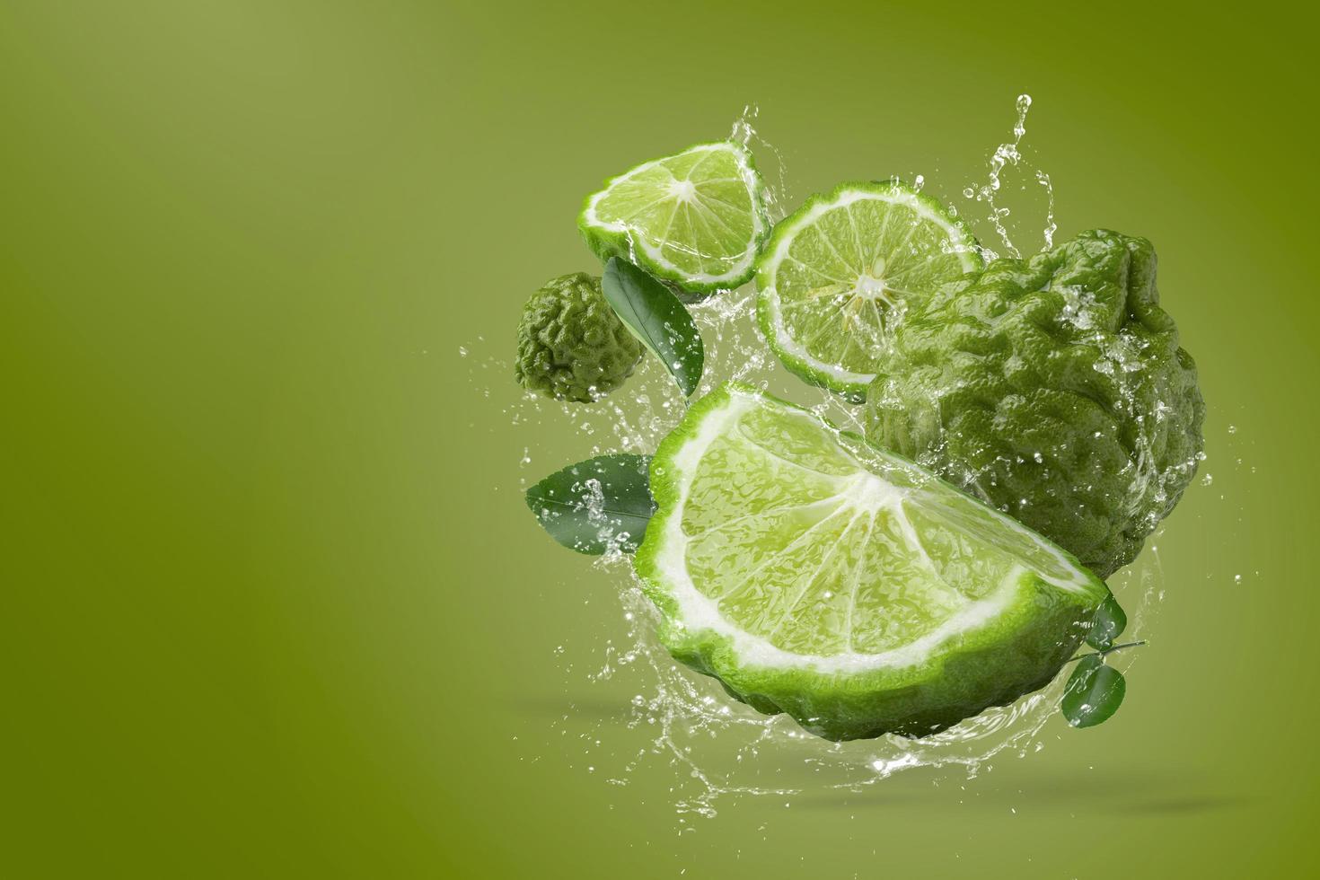 Water splash on bergamot fruit  photo