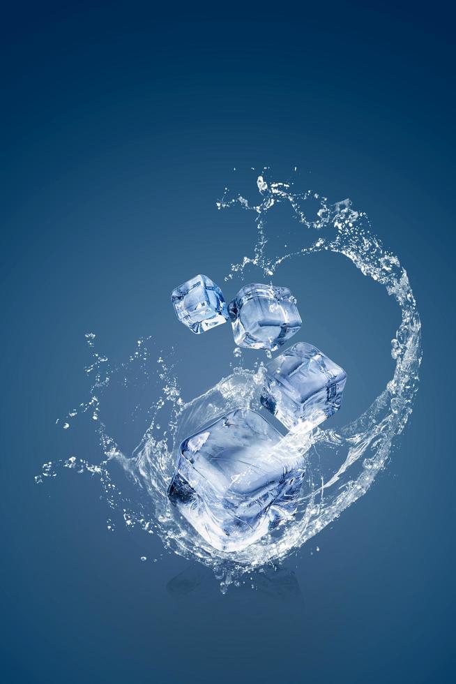 Water splashing on Ice cubes  photo