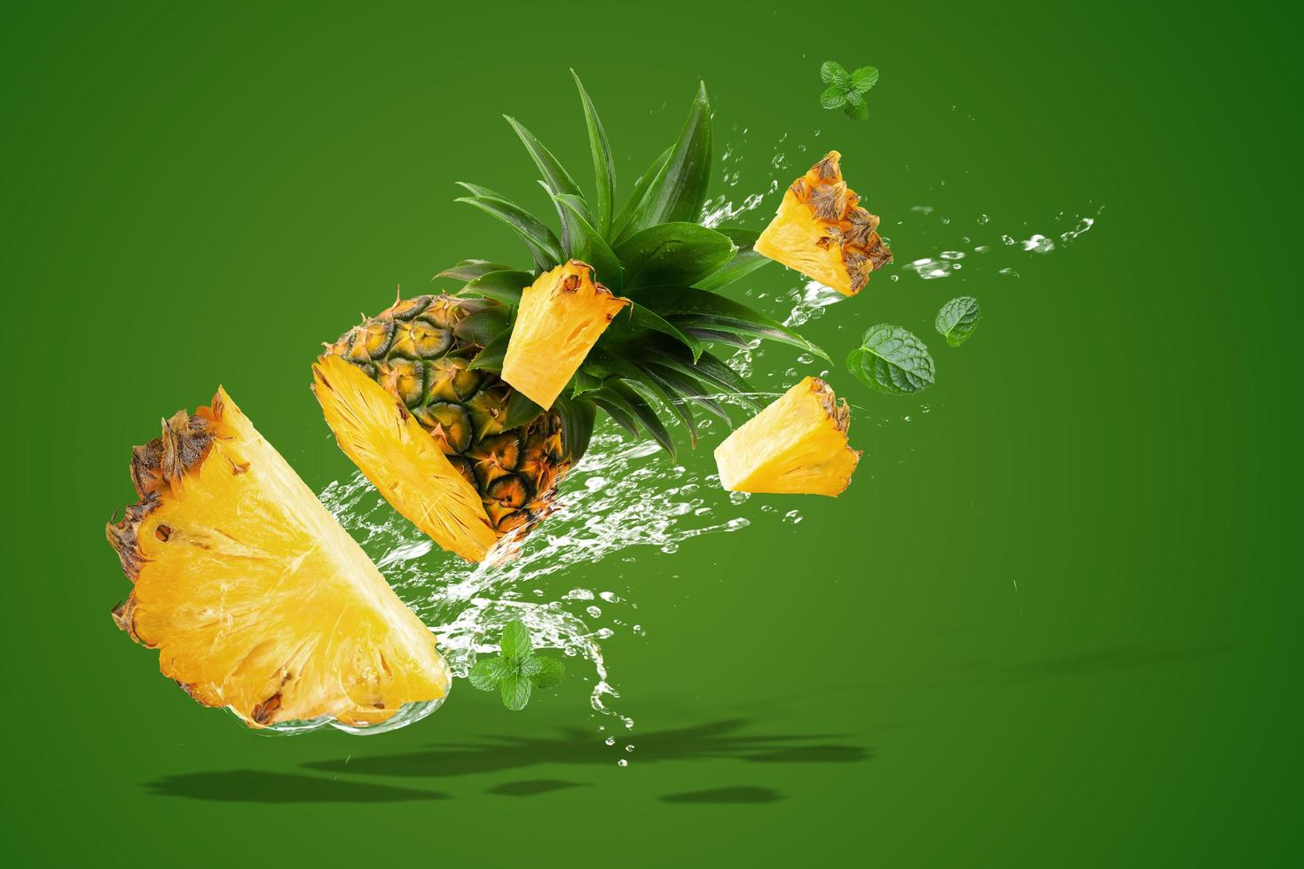 Water splashing on fresh pineapple  photo