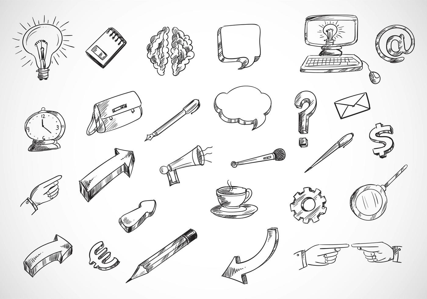 Technology pencil sketch icon set vector