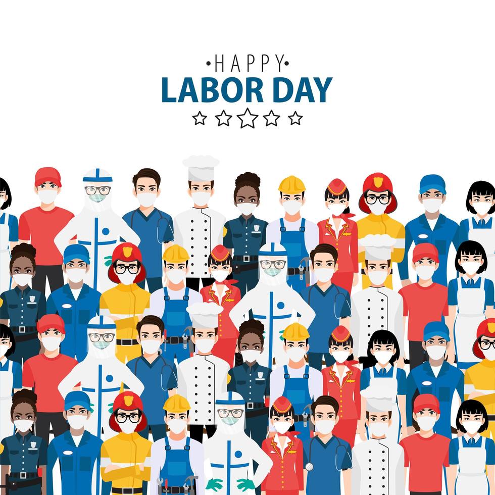 Rows of professional workers Labor Day design vector