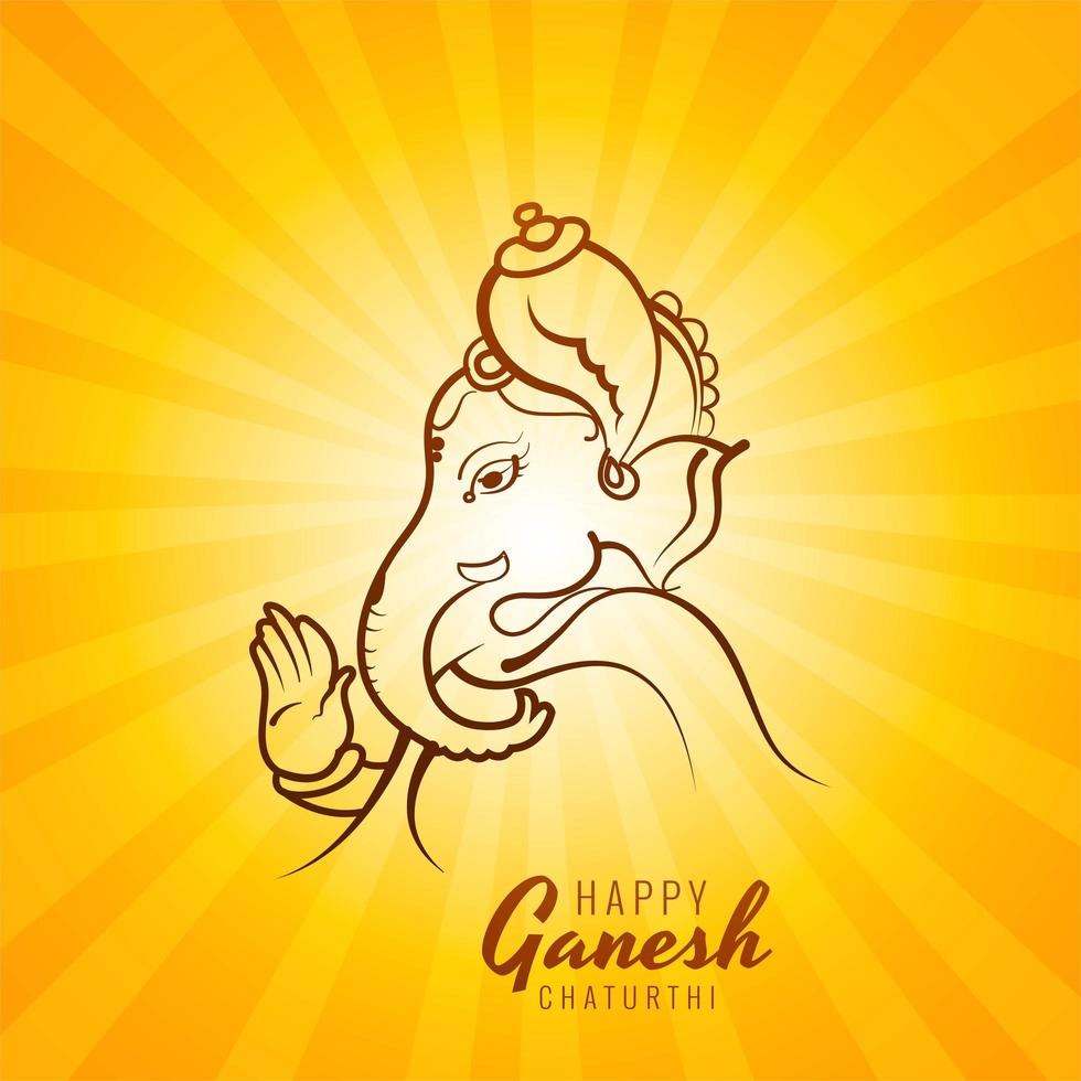 Hand drawn ganesh chaturthi card design vector