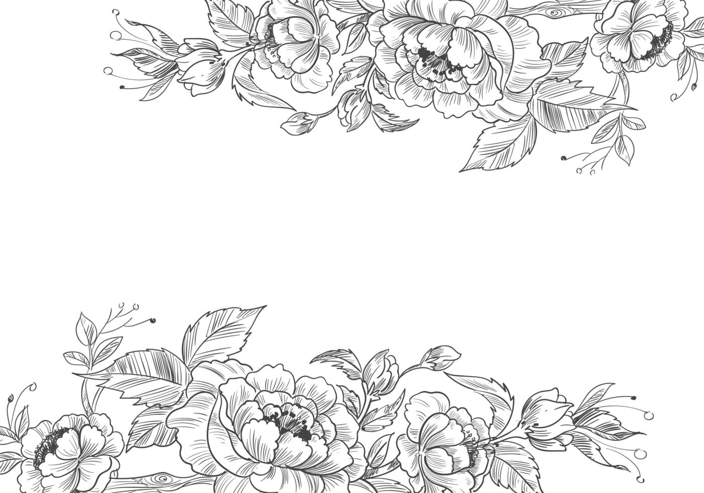 Hand drawn decorative floral borders vector