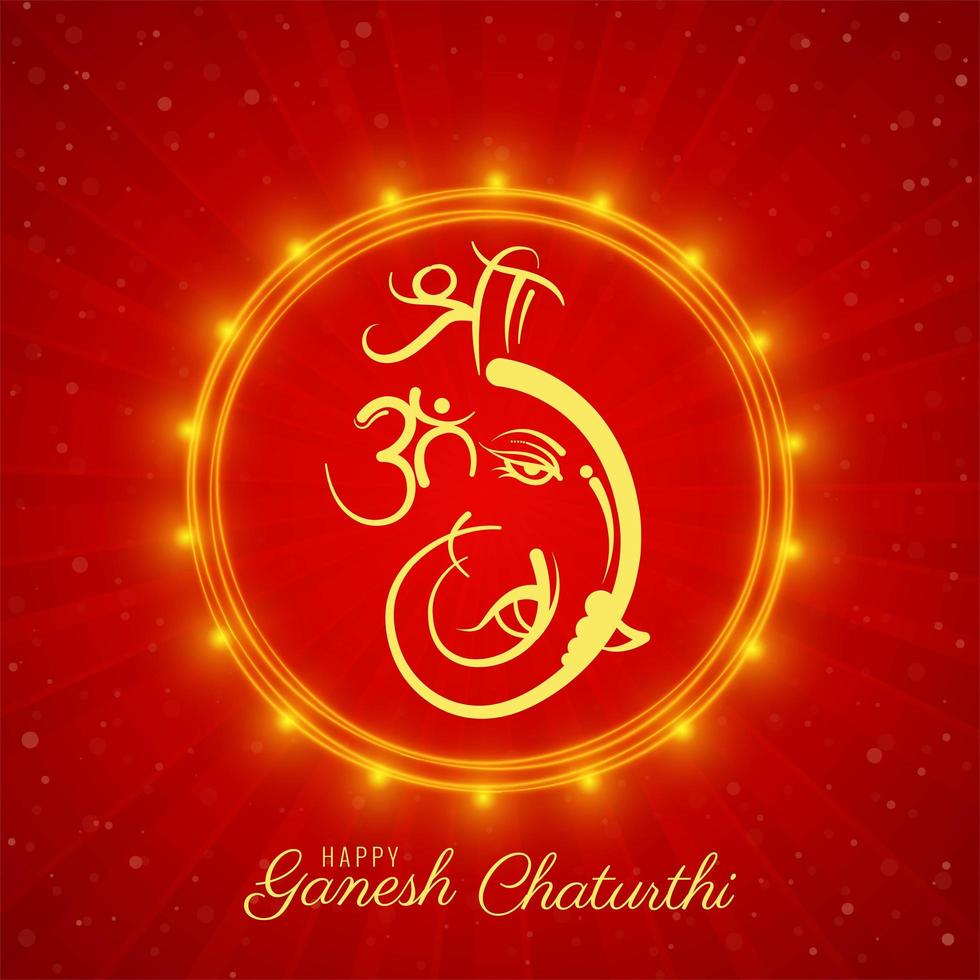Square red and gold festival of ganesh chaturthi card vector