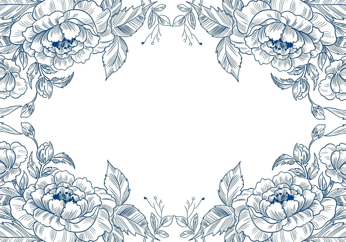 Beautiful decorative sketch floral frame vector