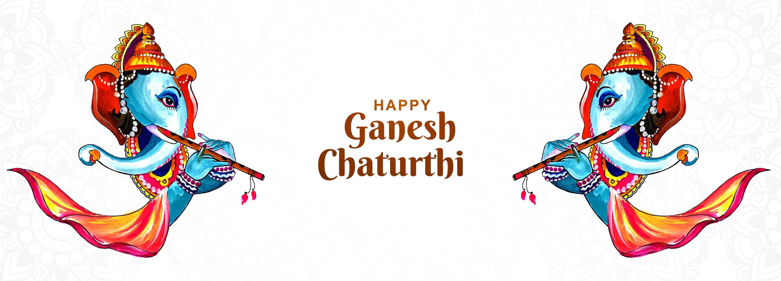 banner del festival indio ganesh chaturthi pintado vector