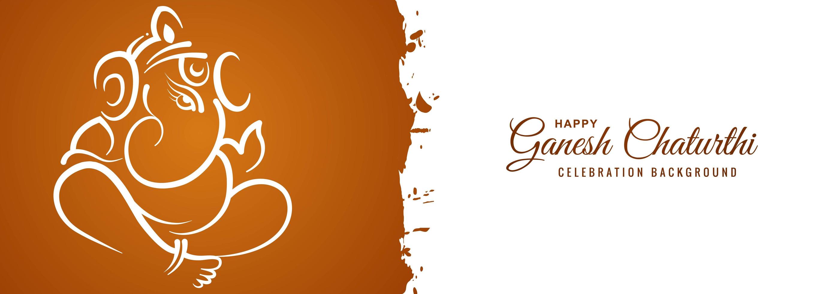 Brush stroke Ganesh chaturthi utsav festival banner vector