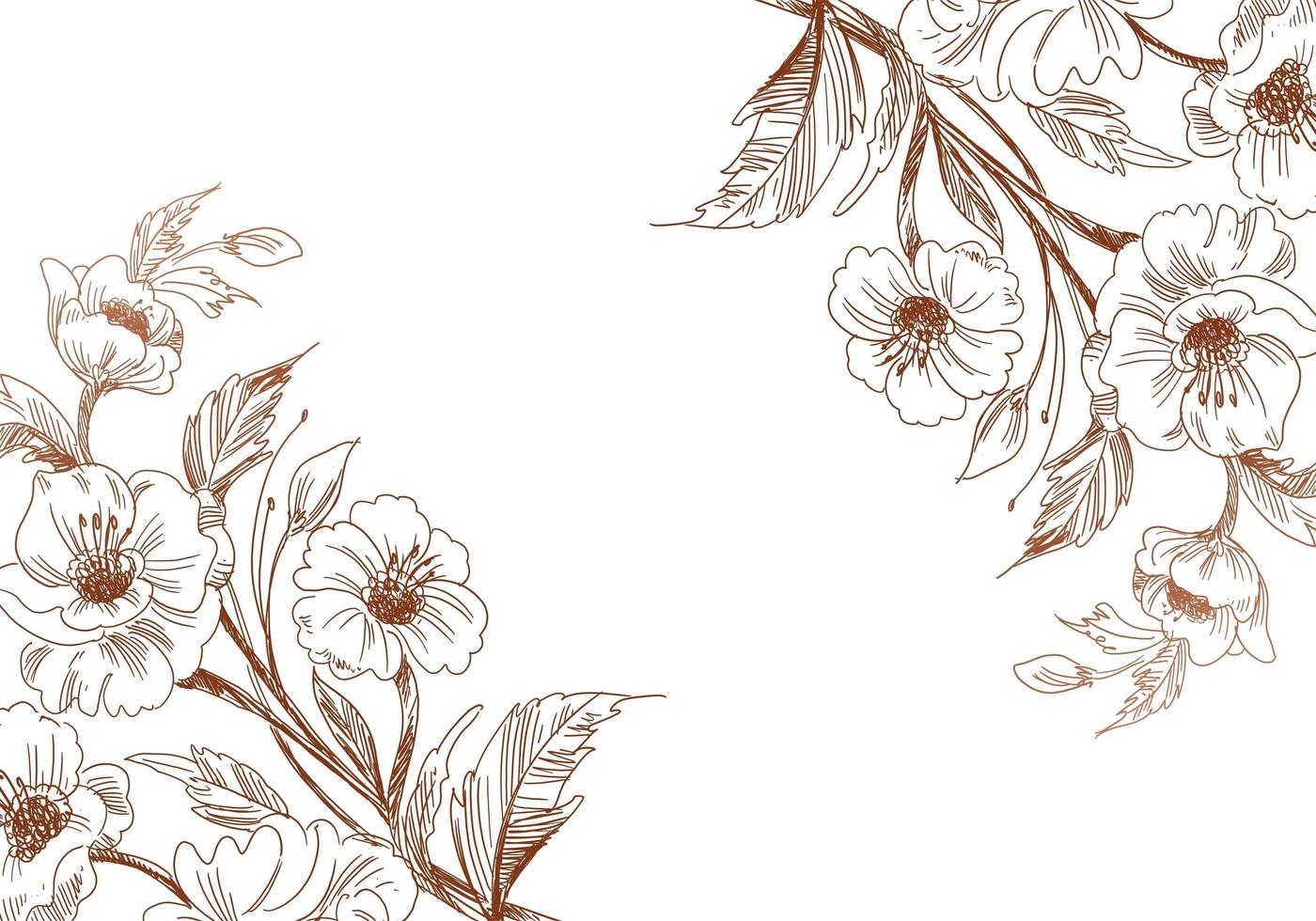 Artistic vintage sketch wedding flower corners vector