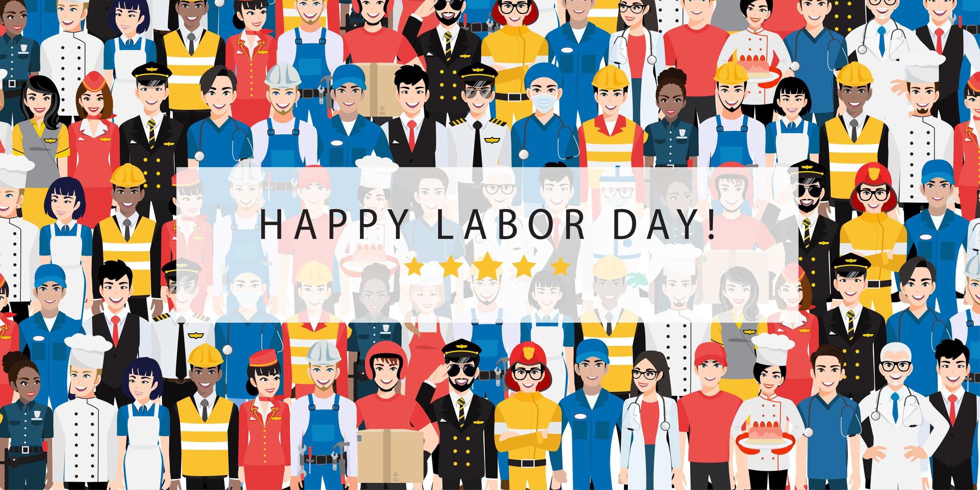 Colorful cartoon professional worker Labor Day design vector