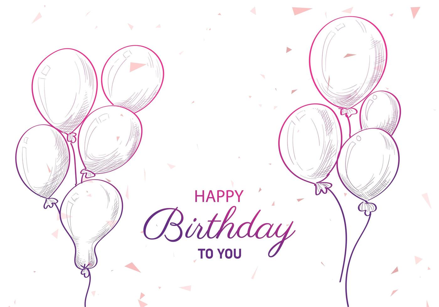 Hand drawn birthday balloon bouquets and text vector