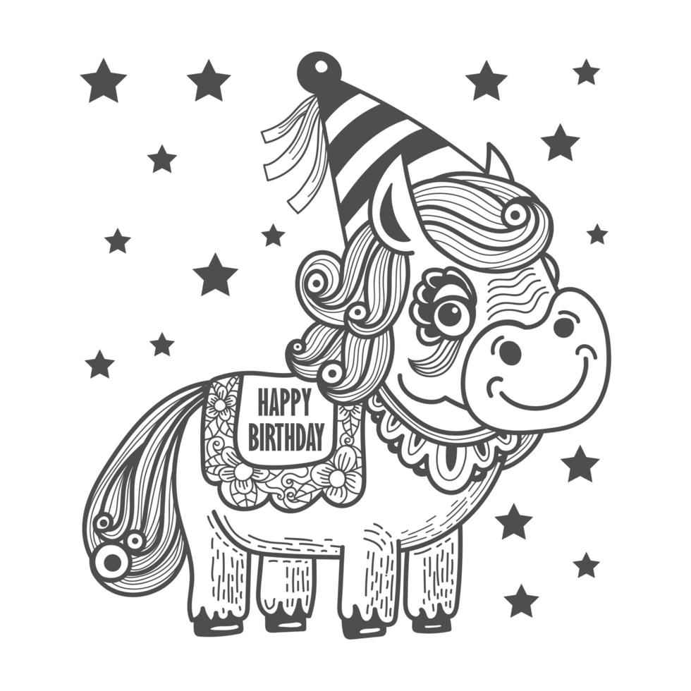 Lovely unicorn with party hat vector