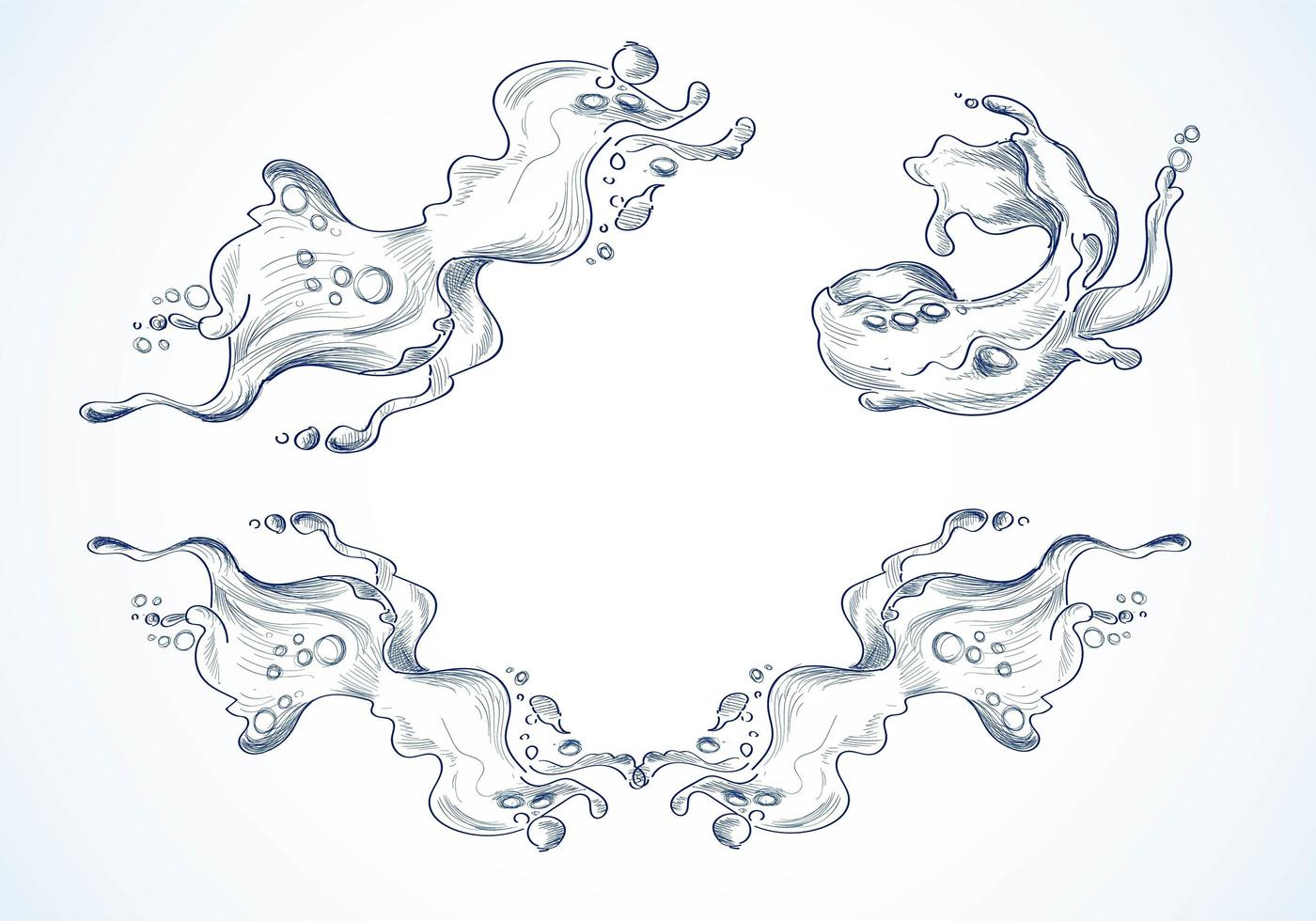 Hand drawn sea waves set vector