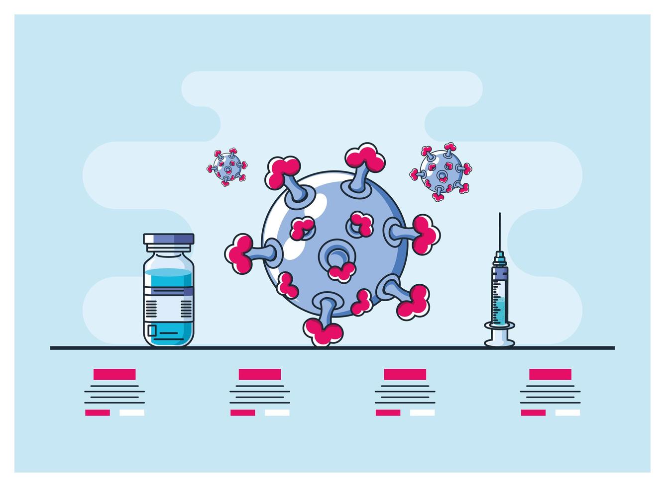 infografía con virión del icono de coronavirus vector