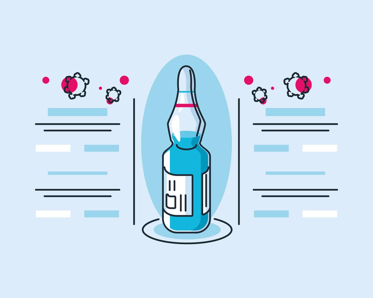 Infographic with vaccine and research of coronavirus icon vector