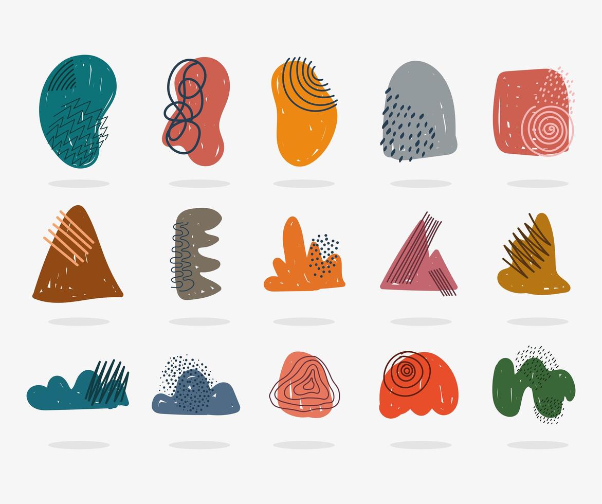 Hand drawn contemporary icons as abstract shapes  vector