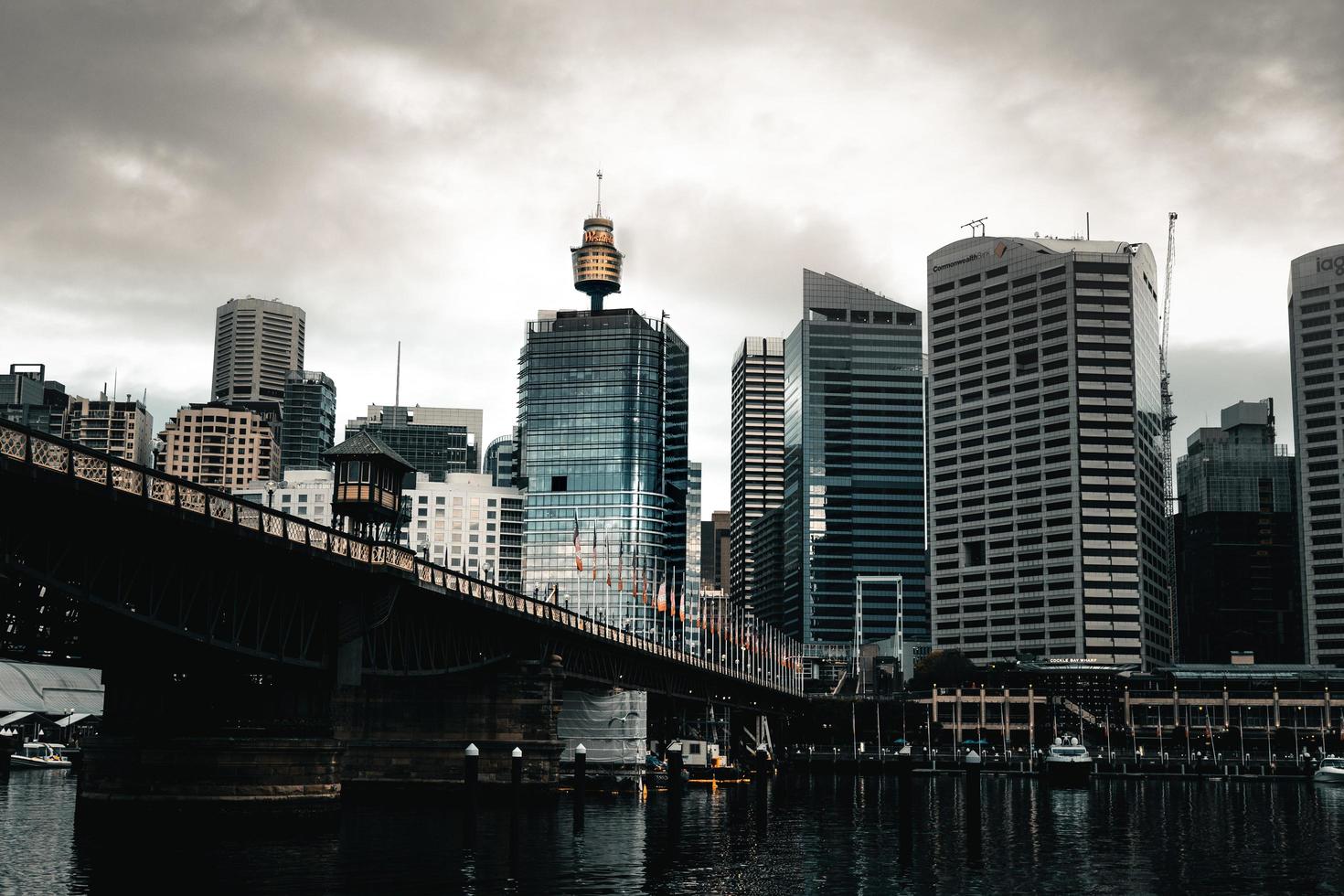 edificios de gran altura cerca del puente foto