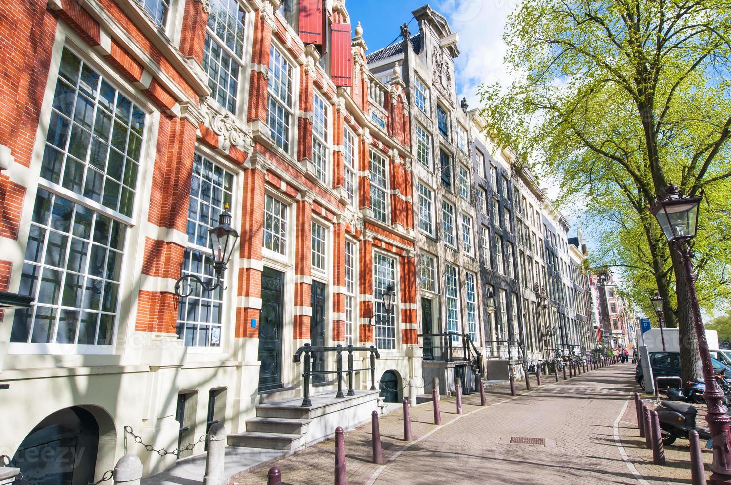 Amsterdam street with 17th century residence buildings. photo