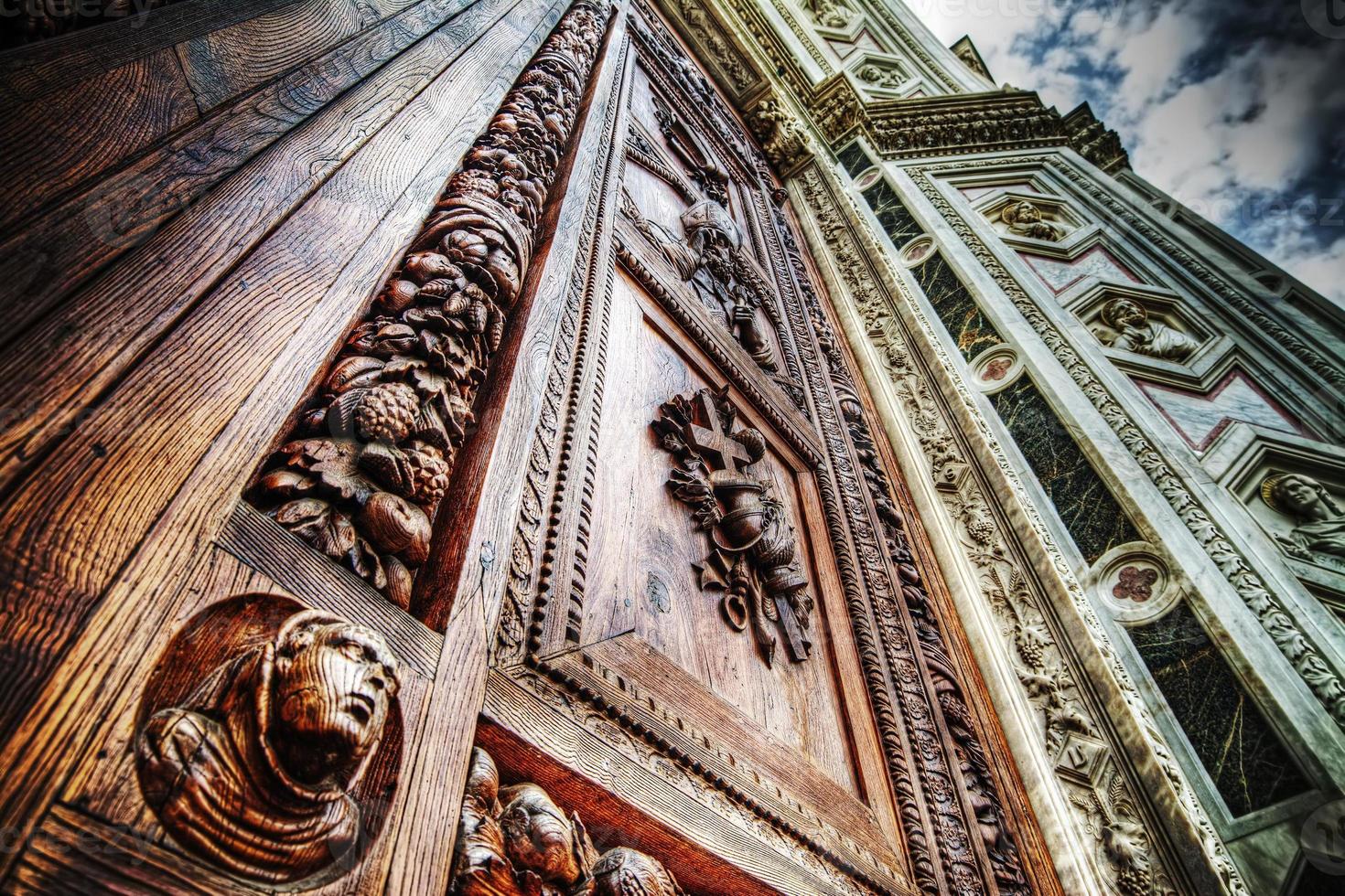 close up of Santa Croce front door in Florence photo
