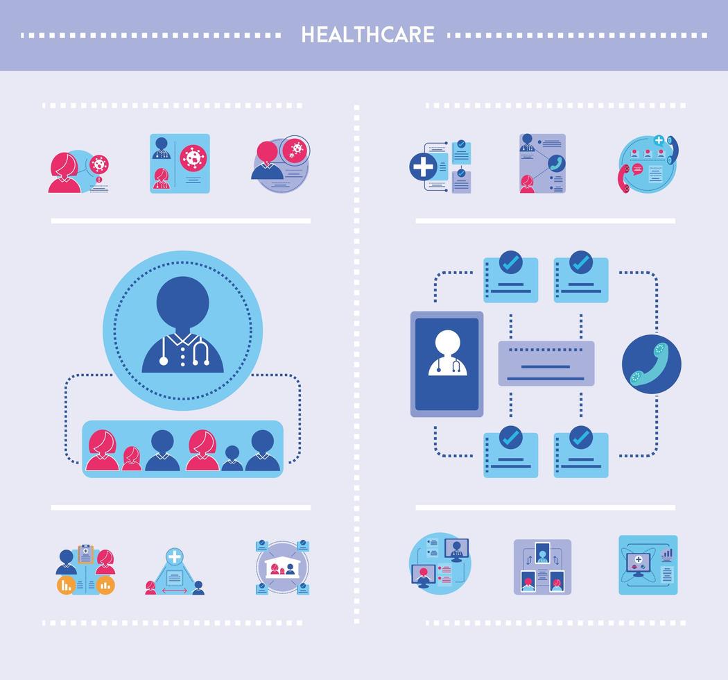 Healthcare infographics with set of icons vector