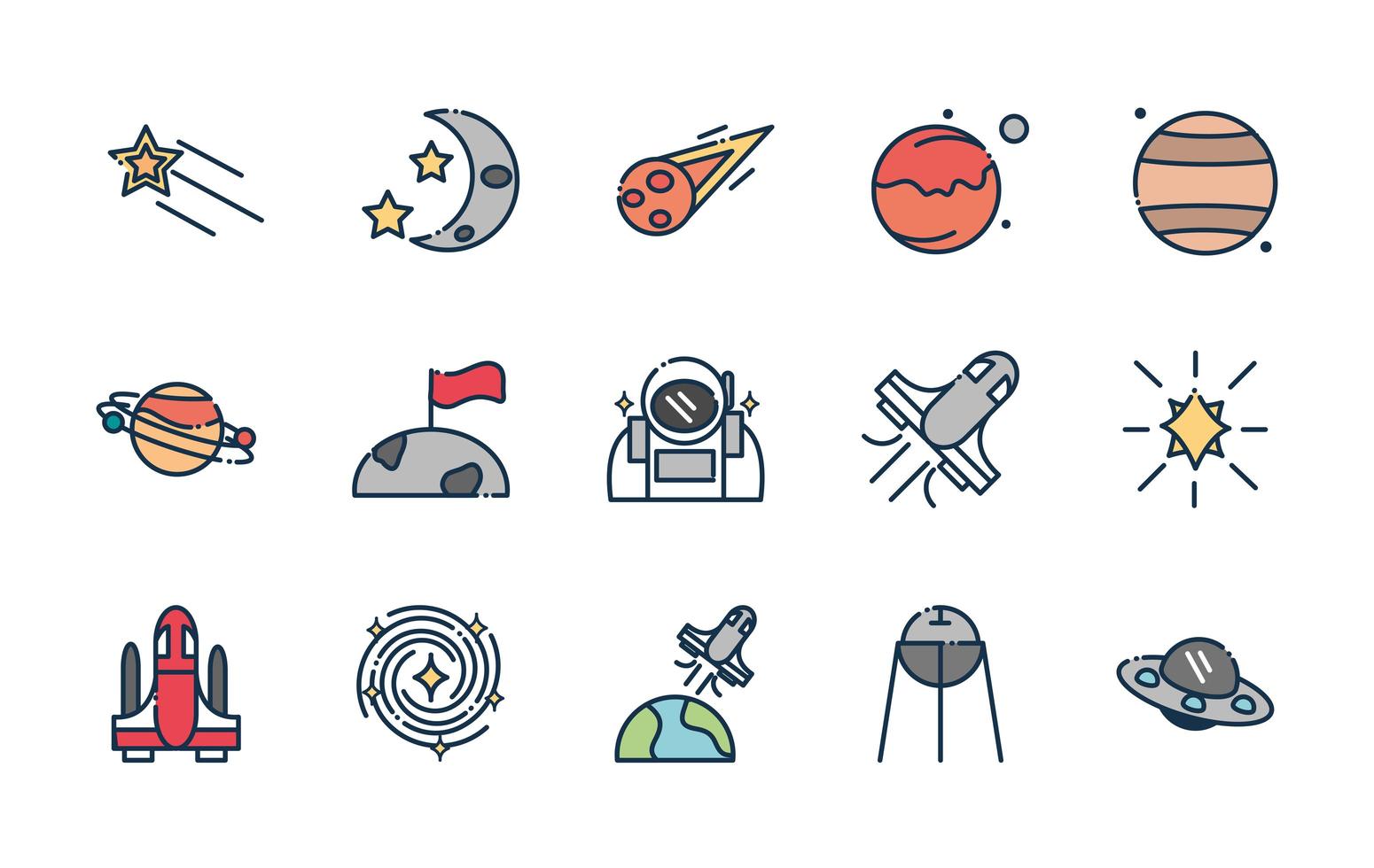 Astronomy and space science icon pack vector