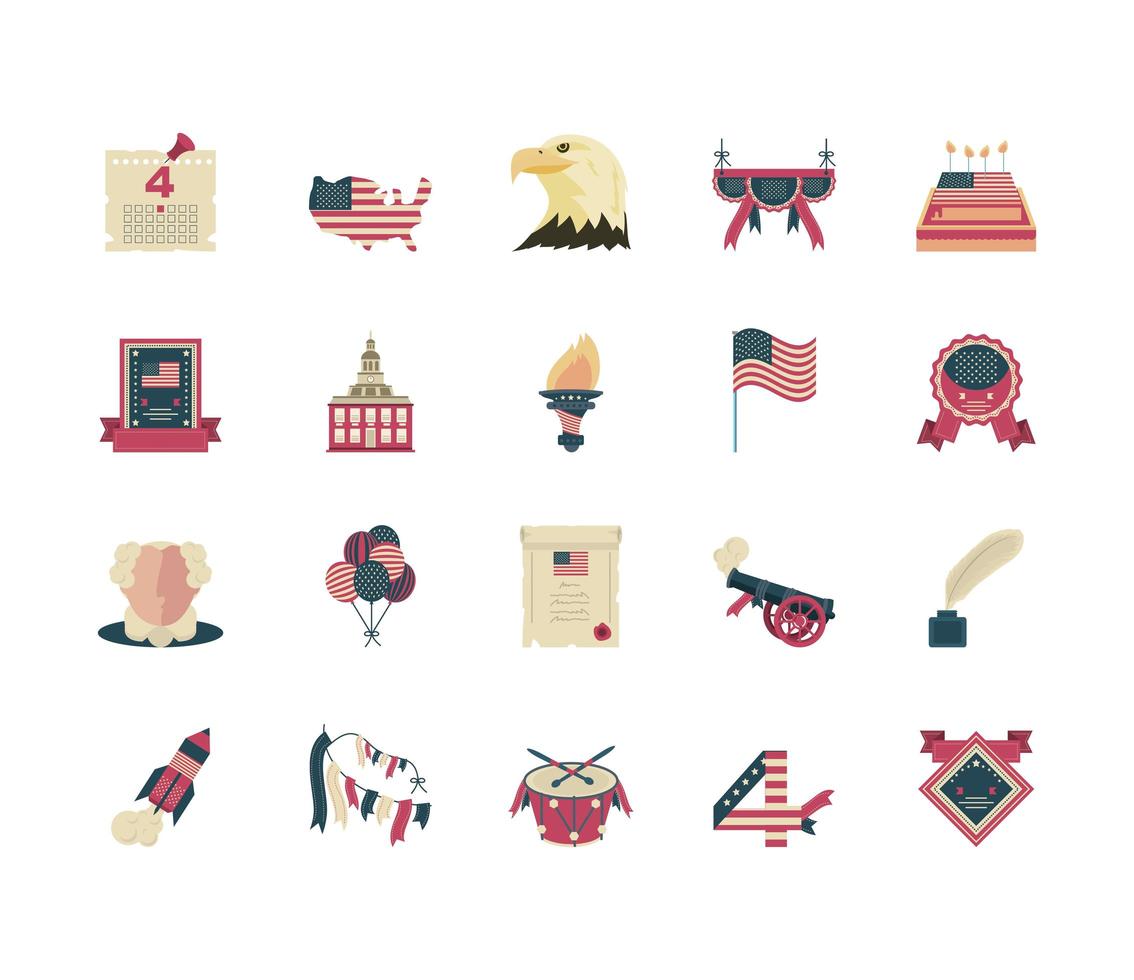 Independence day icons vector