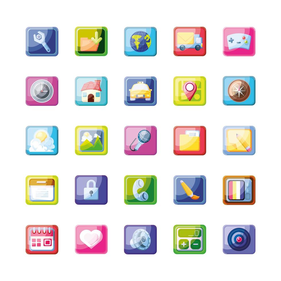 Mobile app icons collection vector