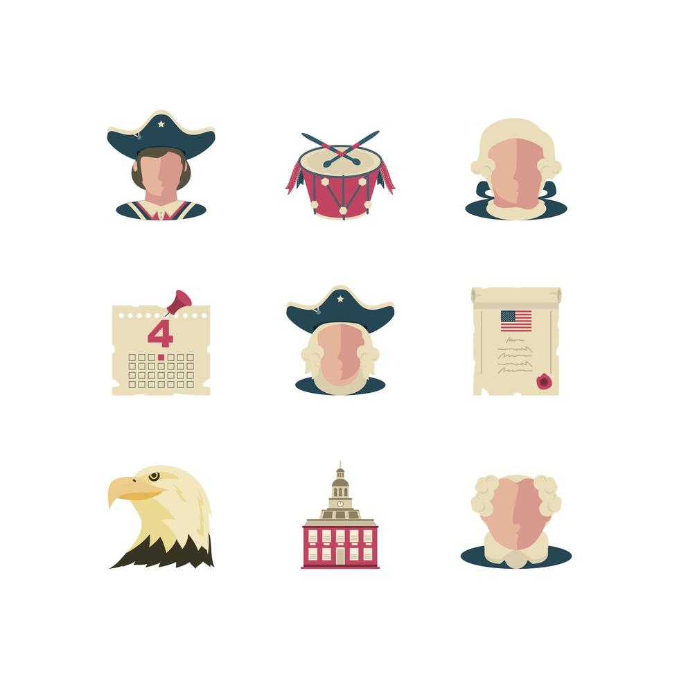 Independence day set of icons vector