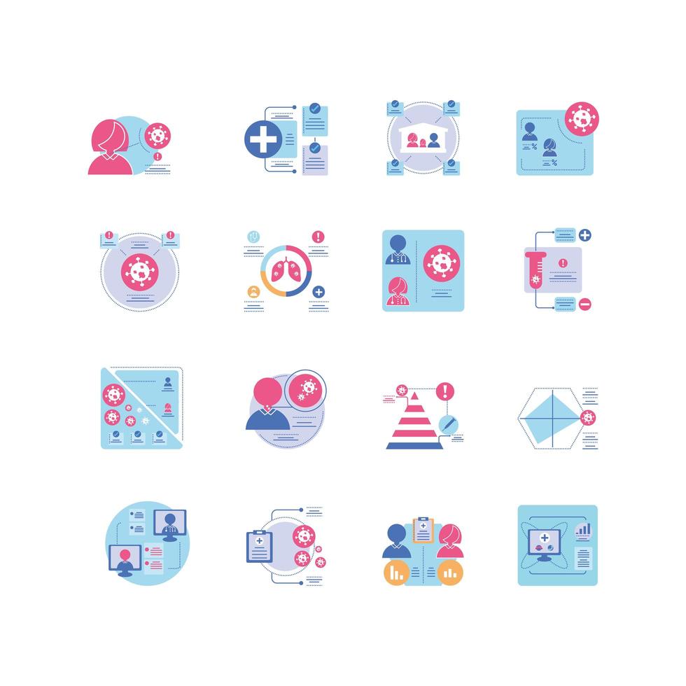 conjunto de iconos de infografías de salud vector