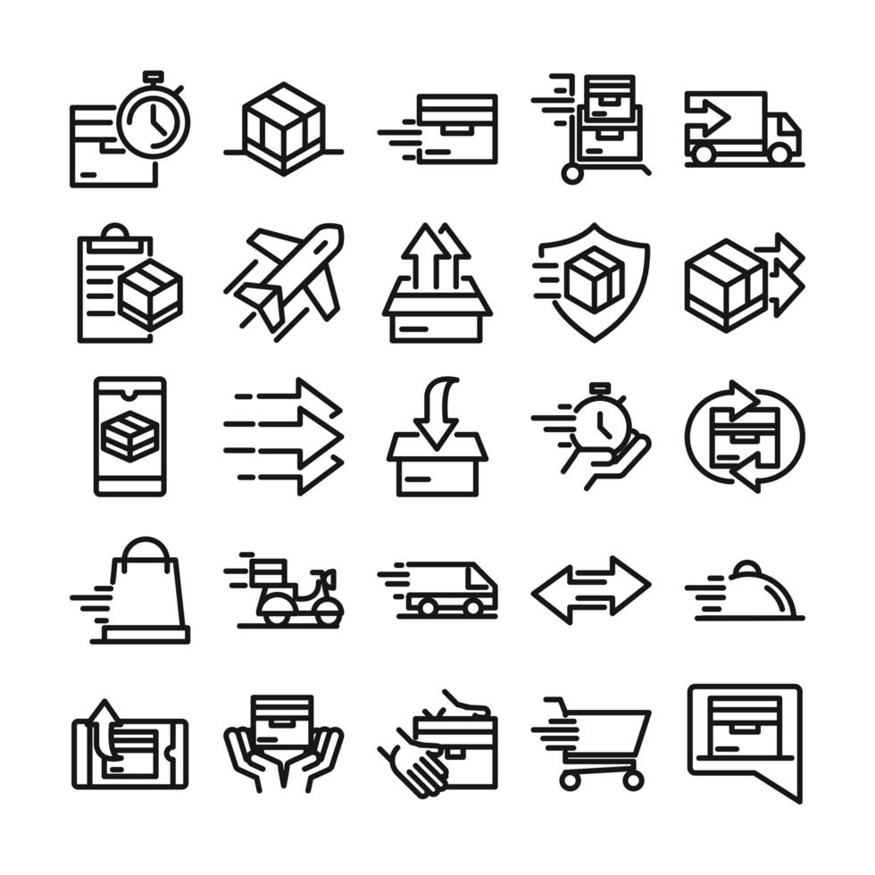 paquete de iconos de entrega y logística vector