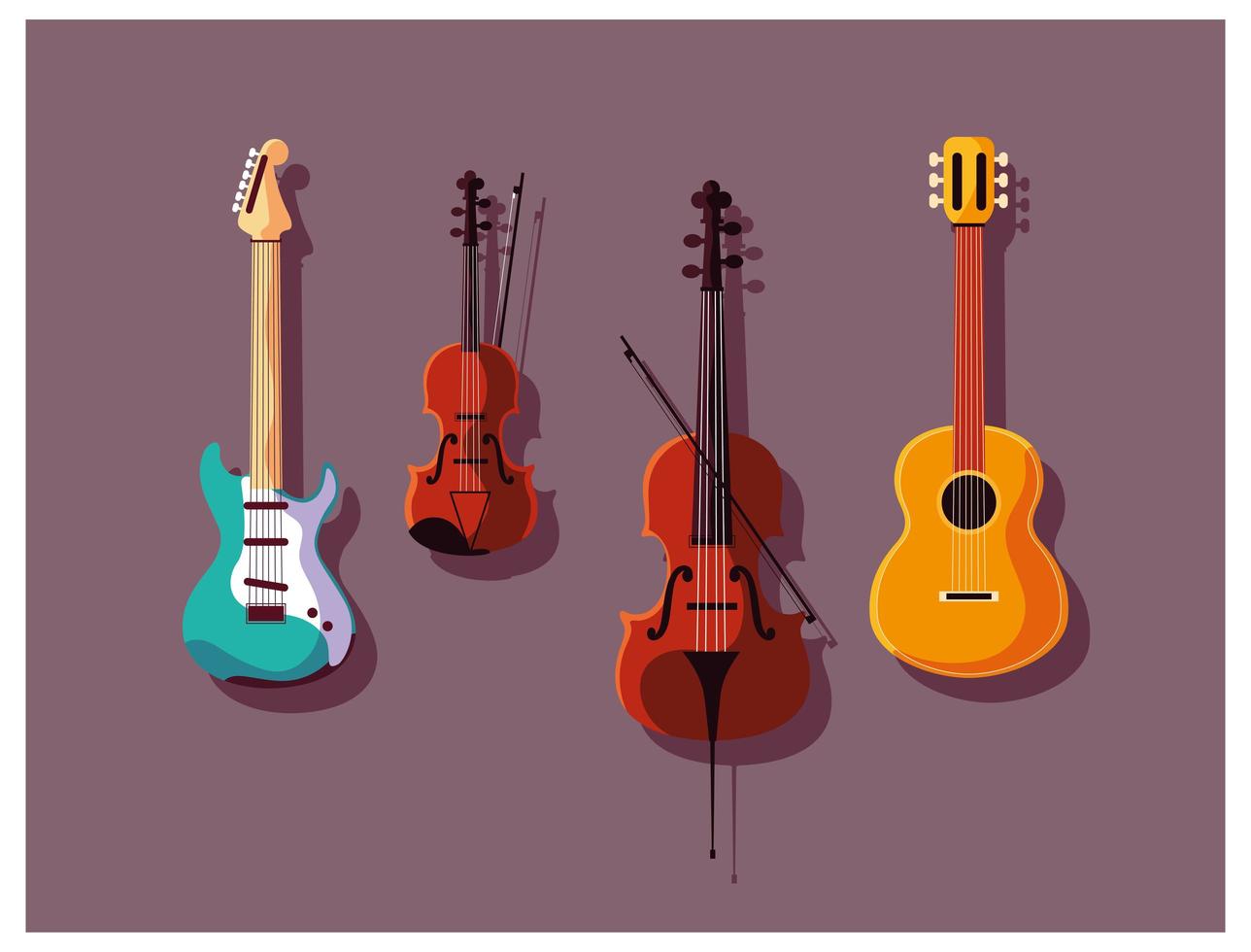 Stringed musical instruments set  vector