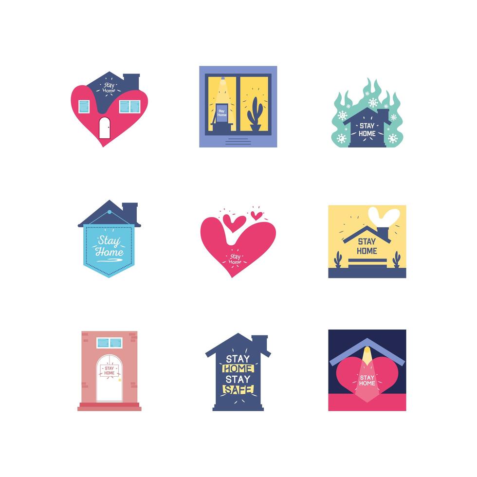 Group of icons of Stay at Home vector