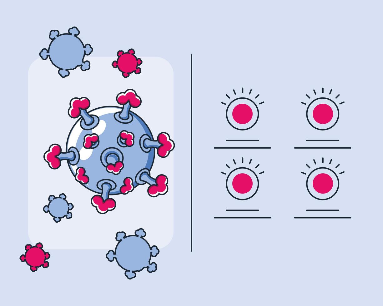 infografía con virión de iconos de coronavirus vector