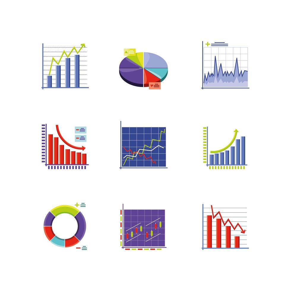 Icons collection of stock market vector