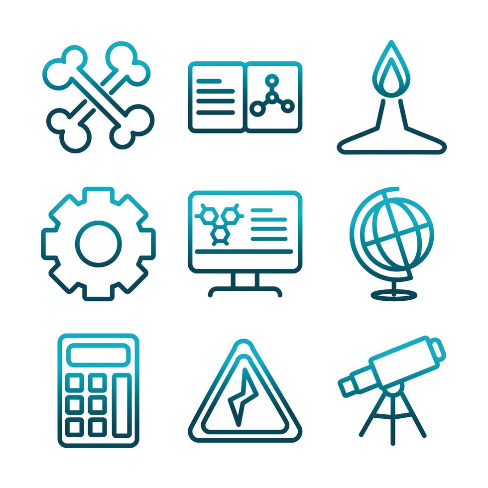 Science and research gradient-style icon set vector