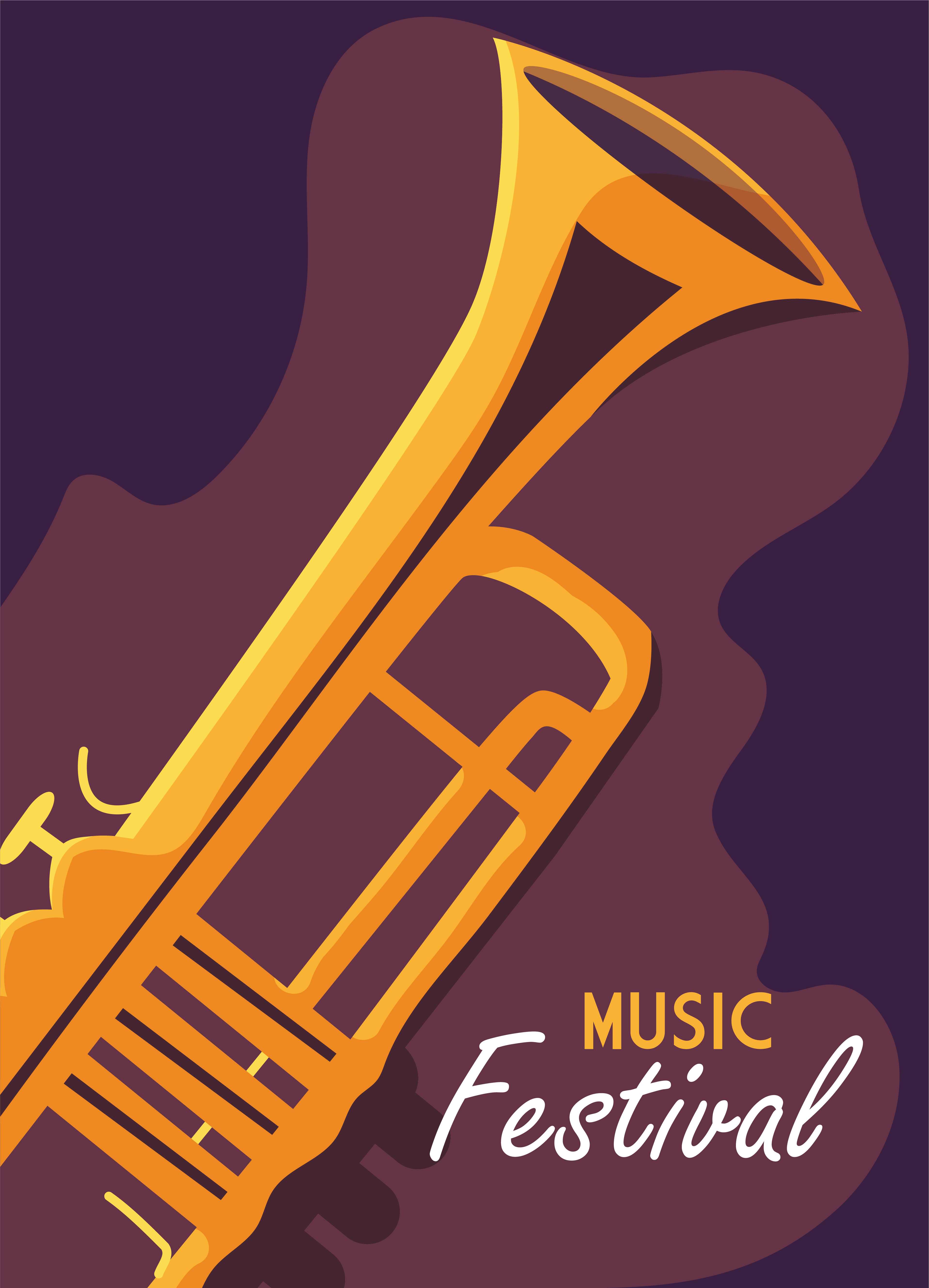 Poster music festival with trumpet musical instrument 1248763 Vector