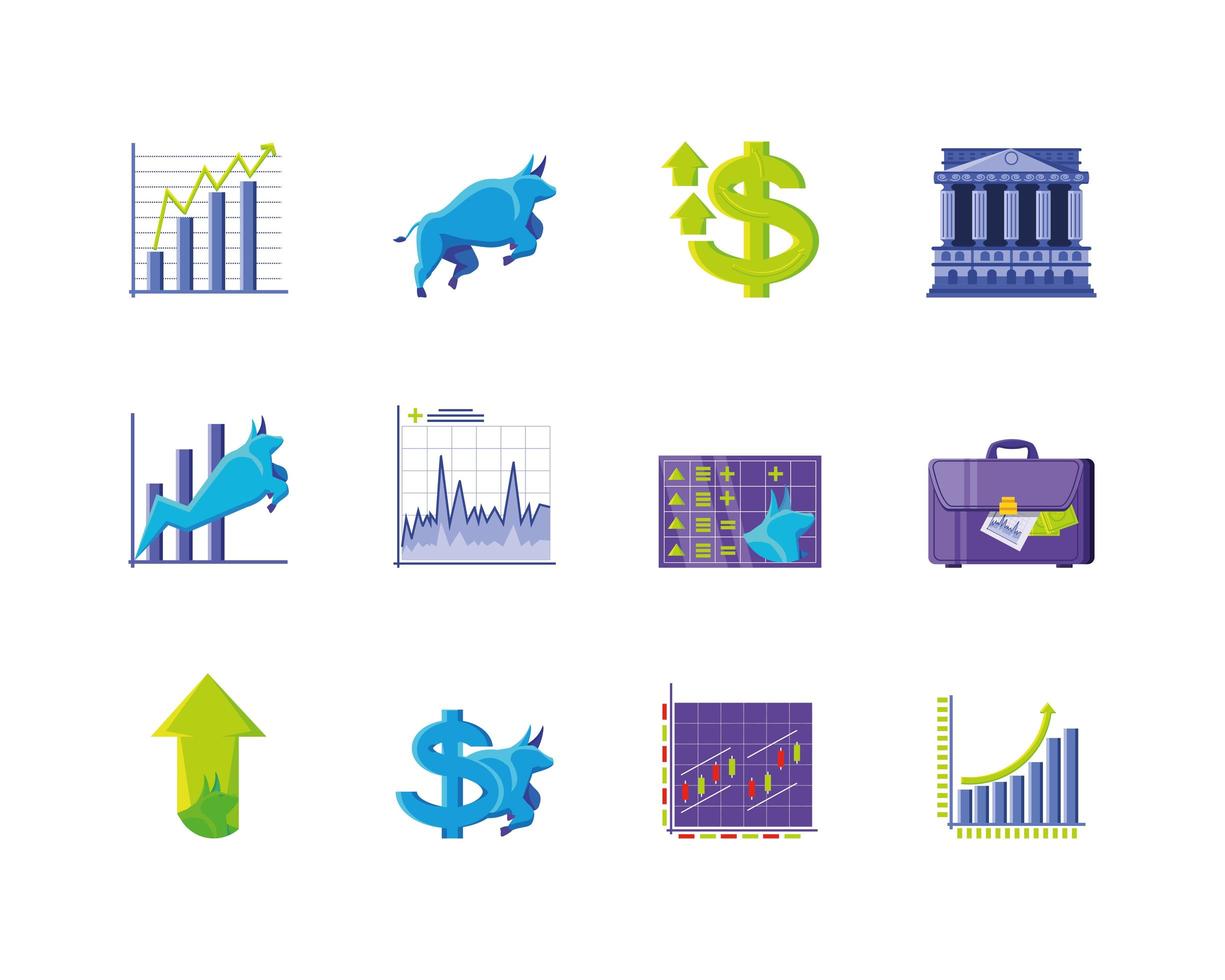 Stock market icons set vector