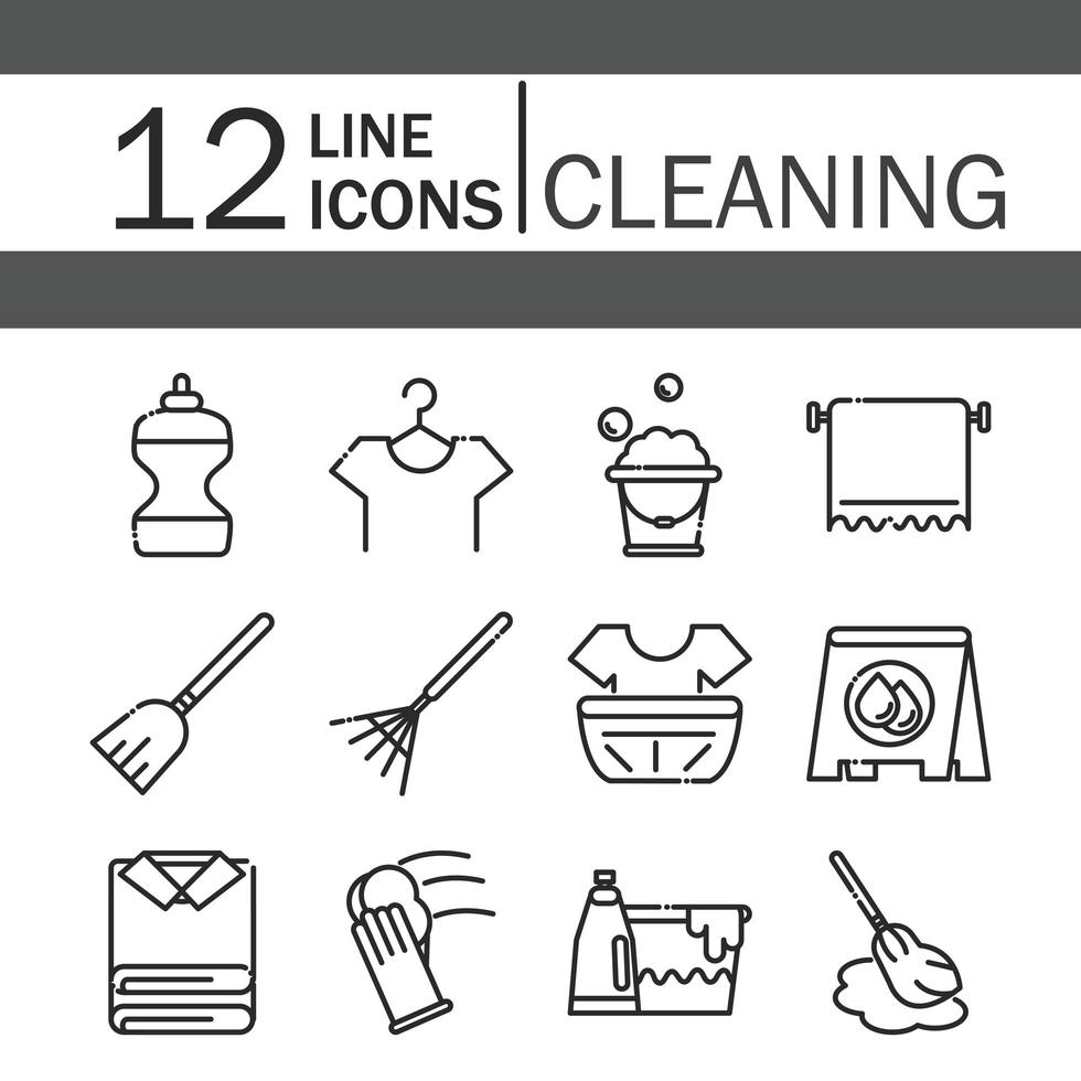 House cleaning services icon pack vector