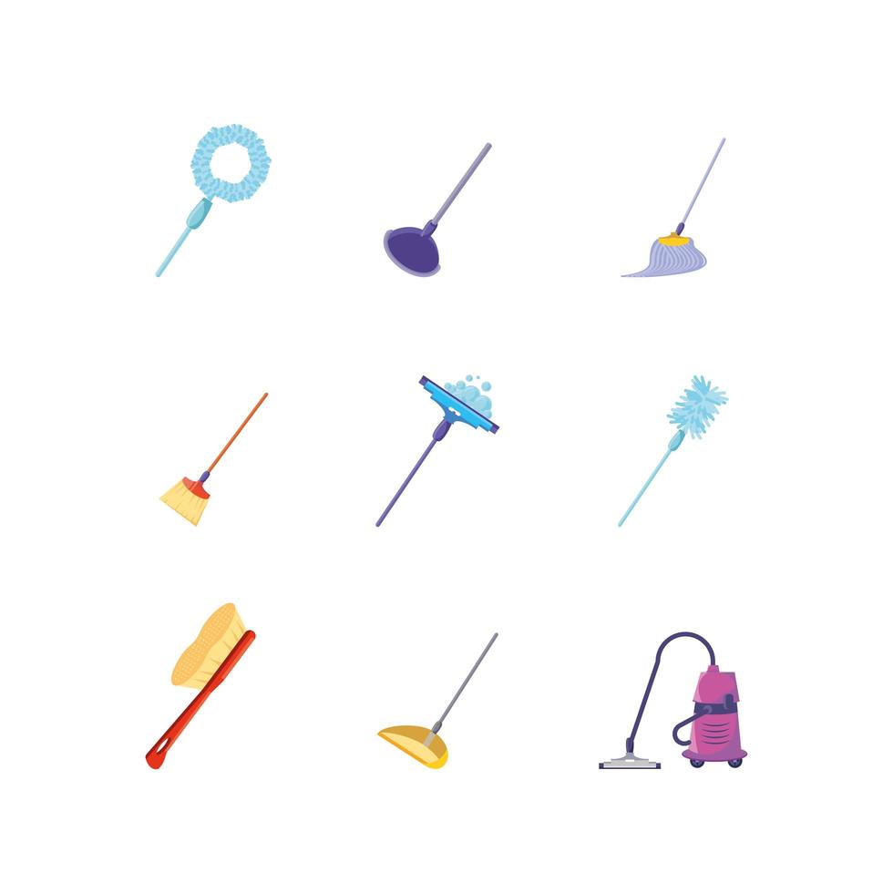 Collection of icons of cleaning and housekeeping vector