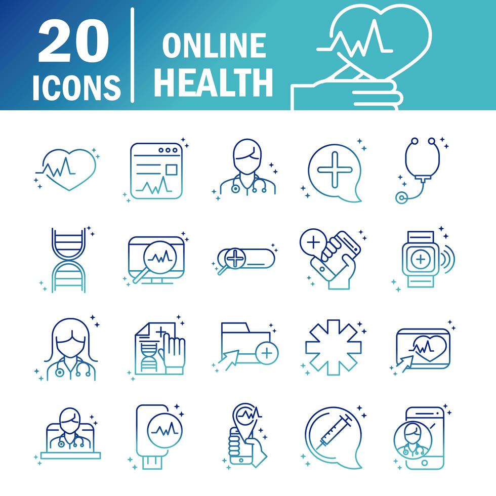 iconos de salud online vector
