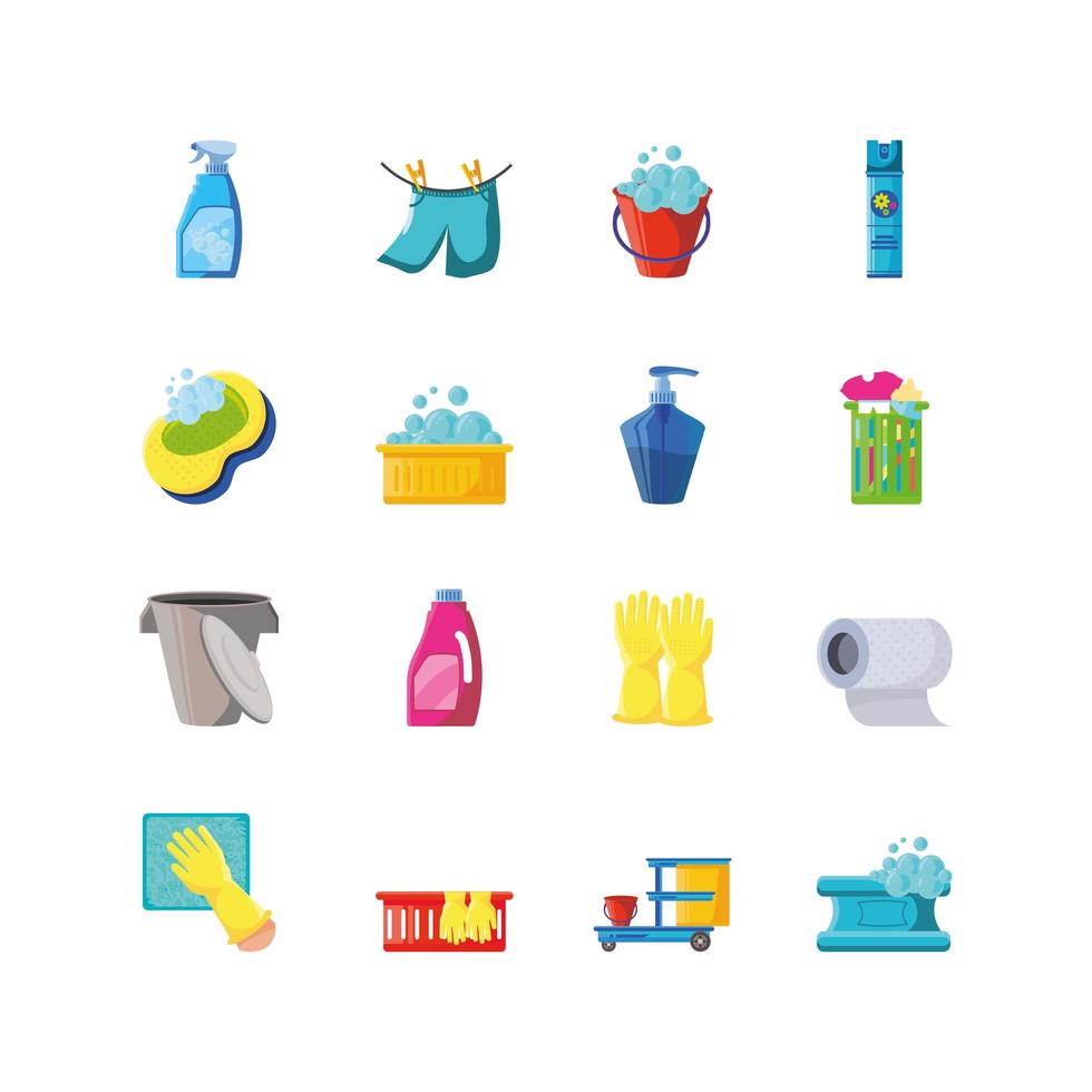 Set of cleaning icons vector