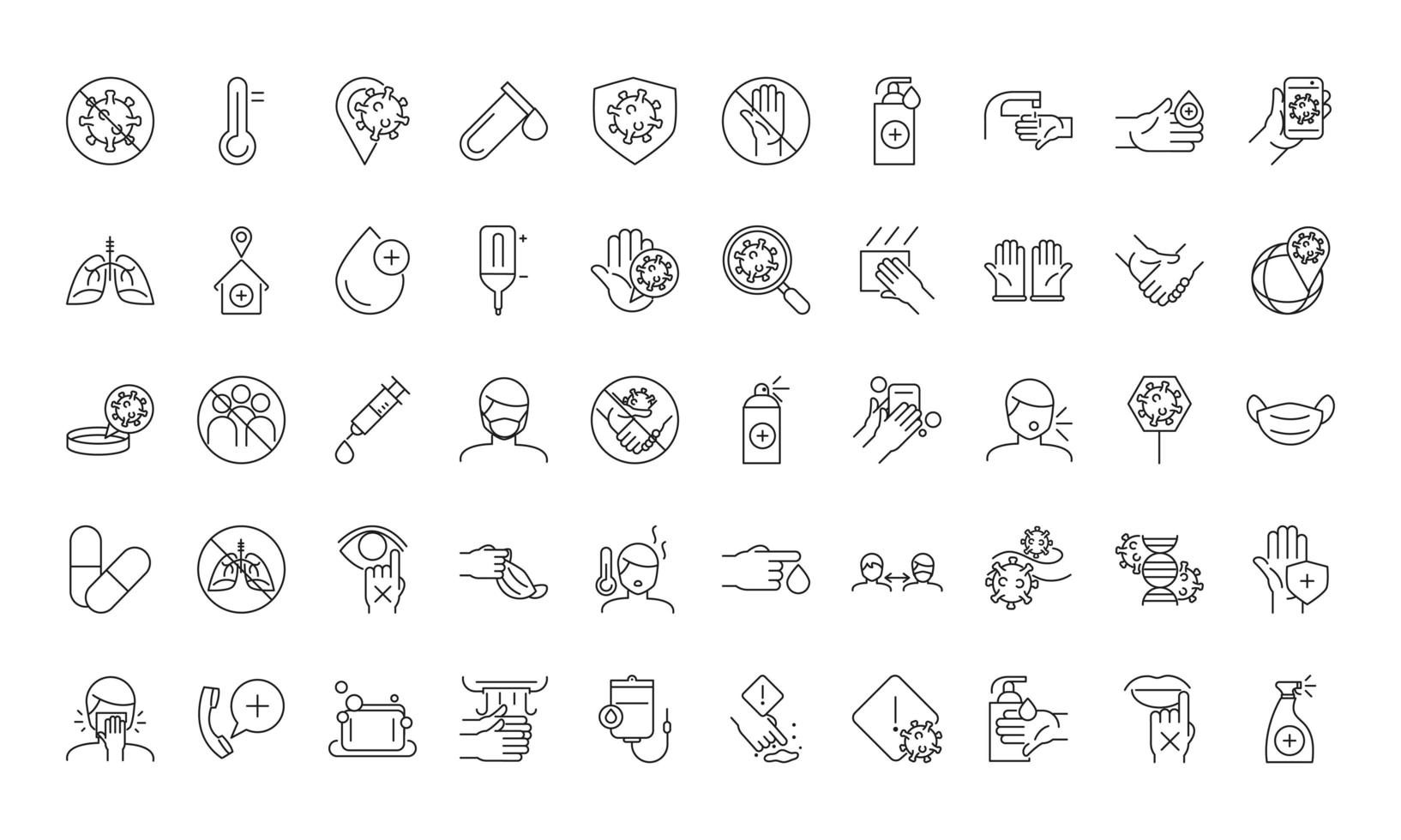 Health care instructions for covid-19 icon set  vector